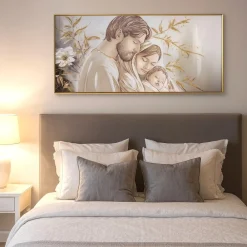 Capezzali-Selezionato da Mazzolaluce Capezzale sacra famiglia 120x60 decorato resina lucido cornice oro