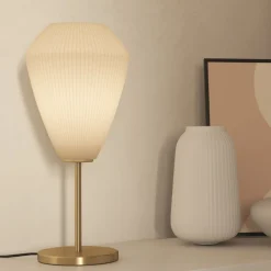 Lampade Da Tavolo-Eglo Caprarola lampada da tavolo paralume in vetro rigato