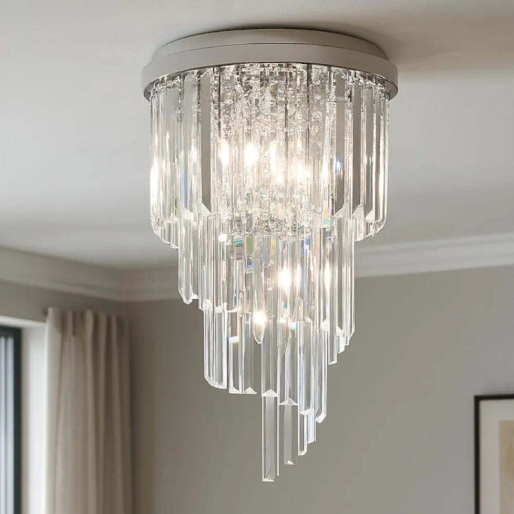 Plafoniere Moderne-Ideal Lux Carlton pl8 plafoniera contemporanea a cascata cromo