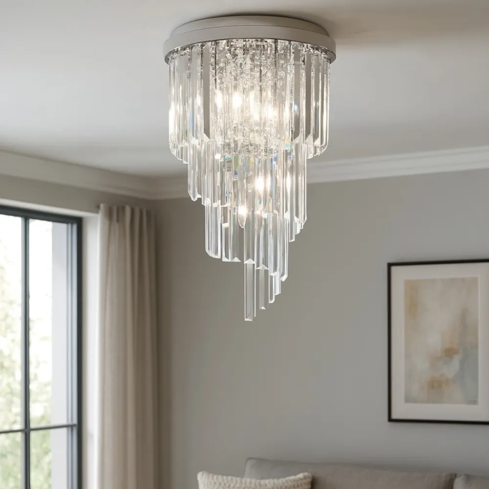 Plafoniere Moderne-Ideal Lux Carlton pl8 plafoniera contemporanea a cascata cromo