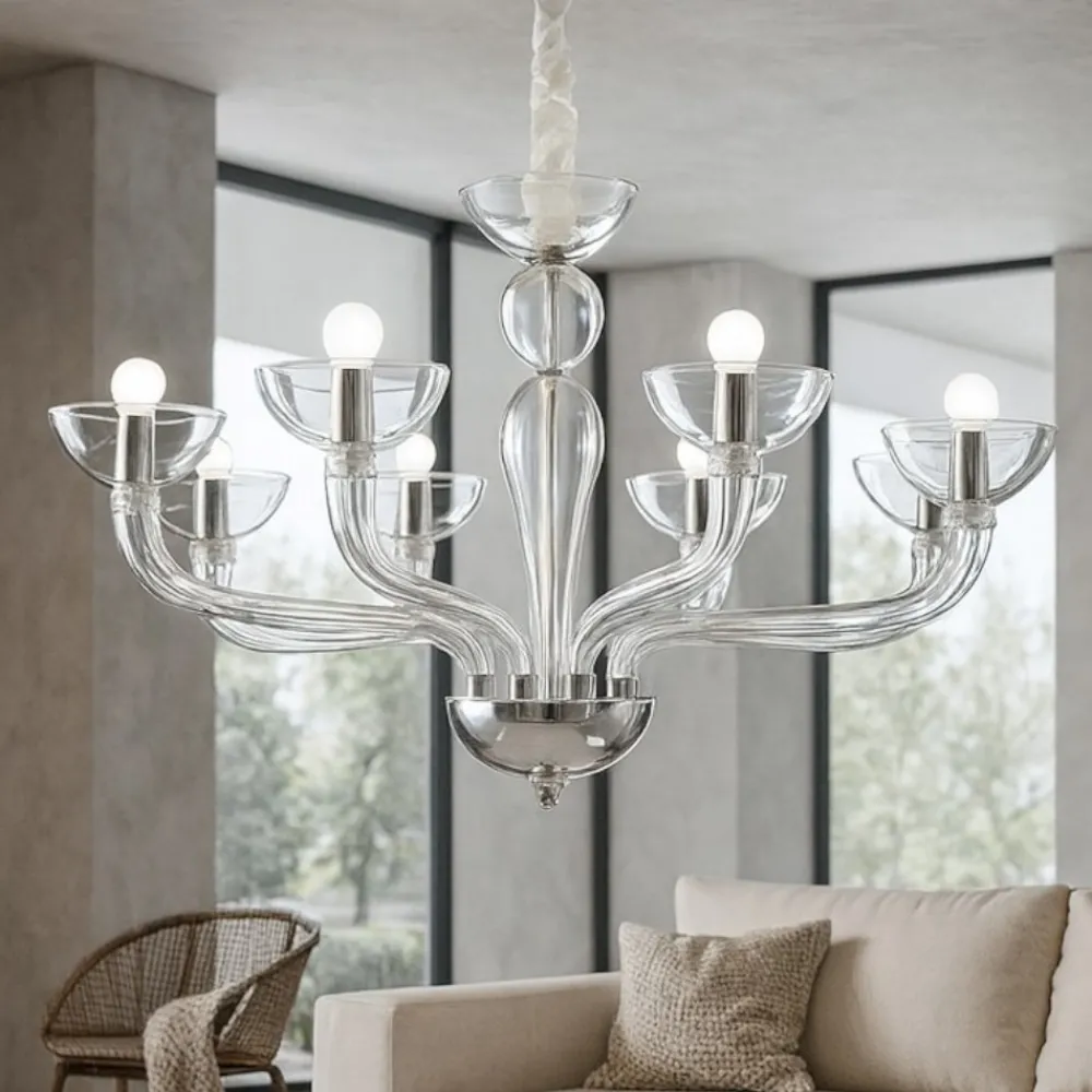 Lampadari Moderni-Ideal Lux Casanova sp8 lampadario 8 luci in vetro trasparente