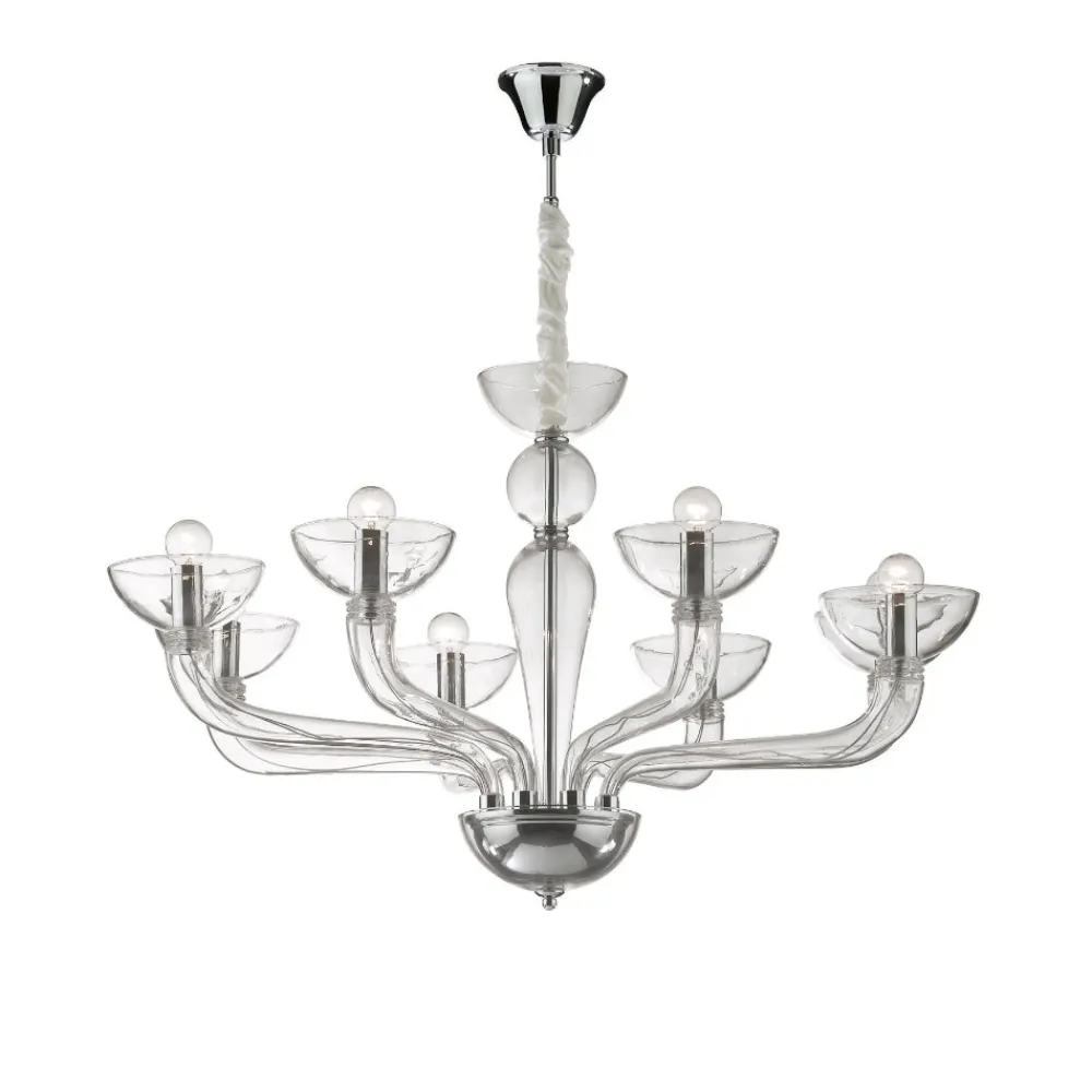 Lampadari Moderni-Ideal Lux Casanova sp8 lampadario 8 luci in vetro trasparente