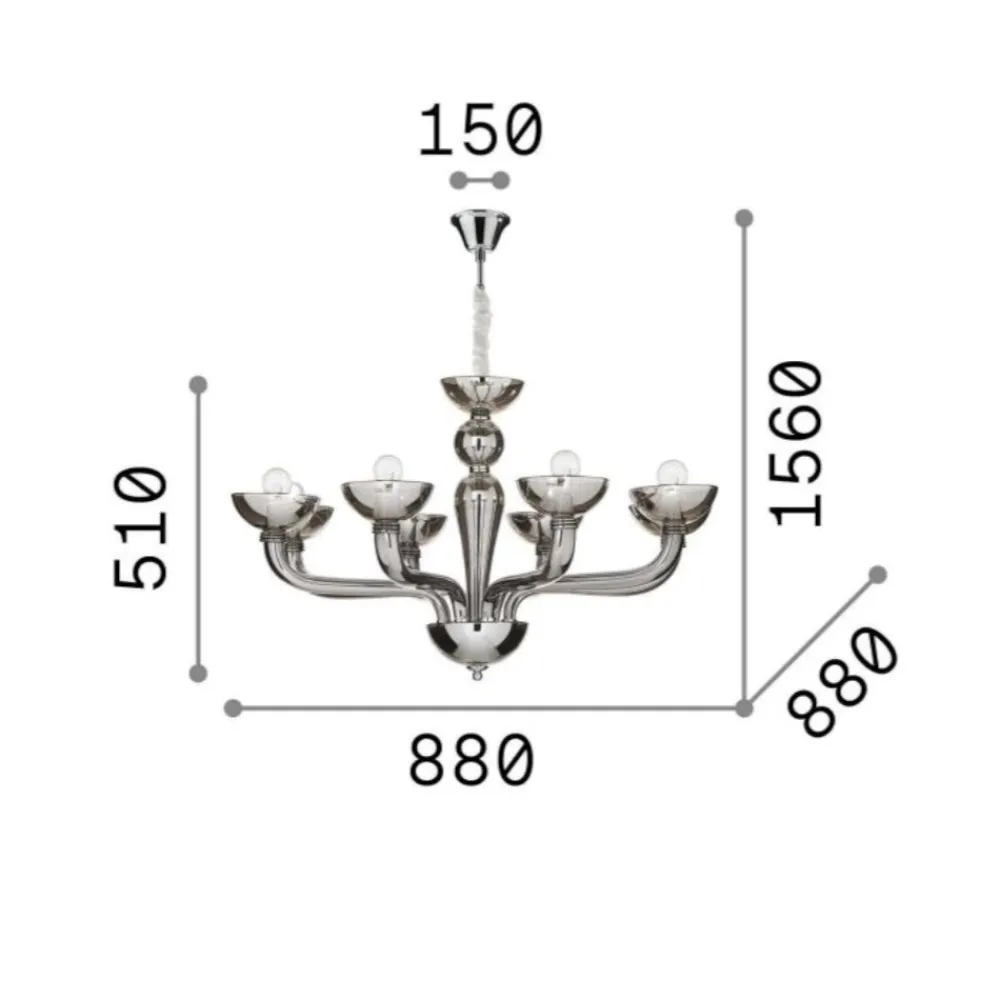 Lampadari Moderni-Ideal Lux Casanova sp8 lampadario 8 luci in vetro trasparente