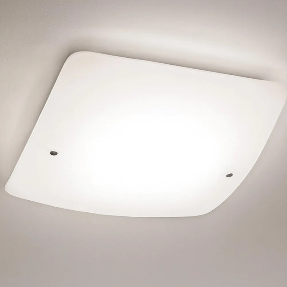 Plafoniere Moderne-Ideal Lux Celine pl3 plafoniera moderna quadrata vetro satinato semplicem per cucina