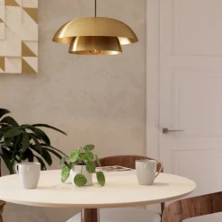 Lampadari Cucina-Eglo Cenciara lampadario per cucina circolare colore oro