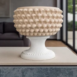 Soprammobili Moderni-Bongelli Preziosi Centrotavola pigna ceramica bianco nocciola