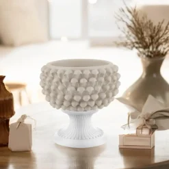 Soprammobili Moderni-Bongelli Preziosi Centrotavola pigna ceramica bianco nocciola