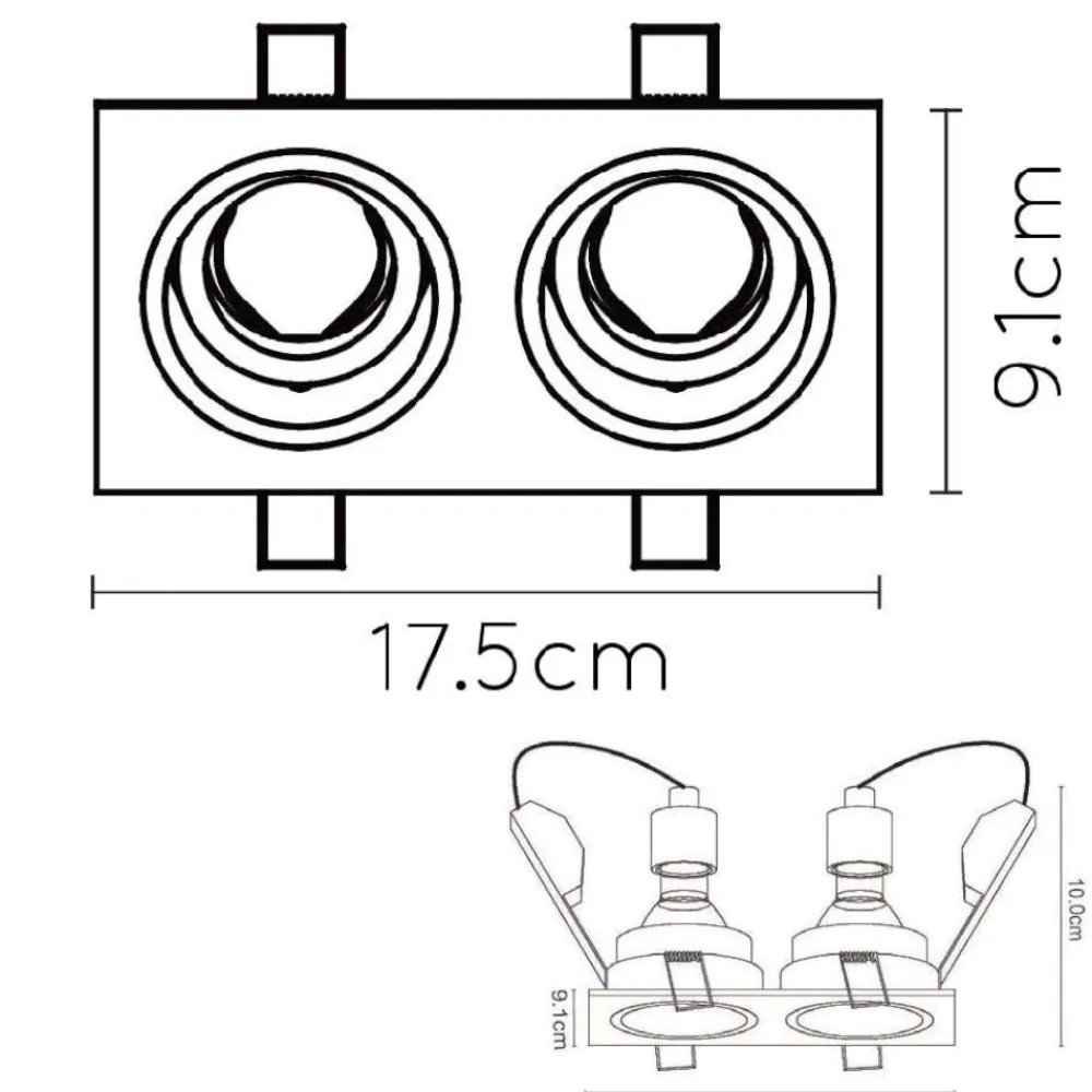 Faretti Da Incasso-Selezionato da Mazzolaluce Cestello faretti nero da incasso soffitto 2 luci orientabili