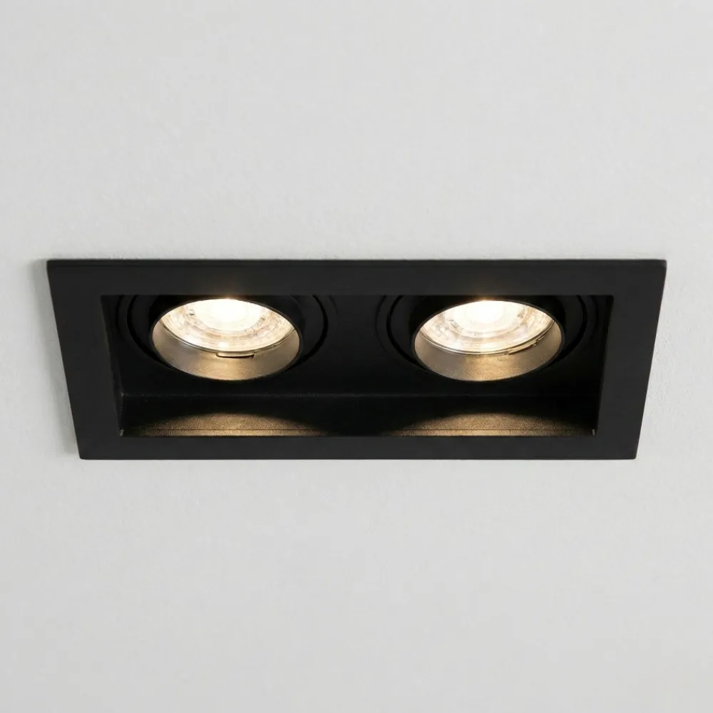 Faretti Da Incasso-Selezionato da Mazzolaluce Cestello faretto da incasso controsoffitto nero 2 luci orientabili