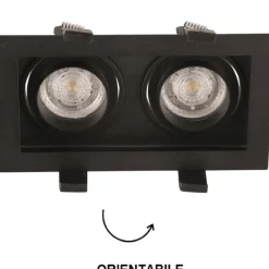 Faretti Da Incasso-Selezionato da Mazzolaluce Cestello faretto da incasso controsoffitto nero 2 luci orientabili