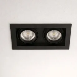 Faretti Da Incasso-Selezionato da Mazzolaluce Cestello faretto da incasso controsoffitto nero 2 luci orientabili