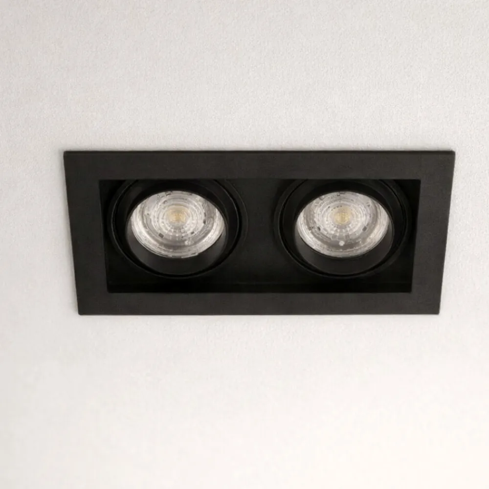 Faretti Da Incasso-Selezionato da Mazzolaluce Cestello faretto da incasso controsoffitto nero 2 luci orientabili