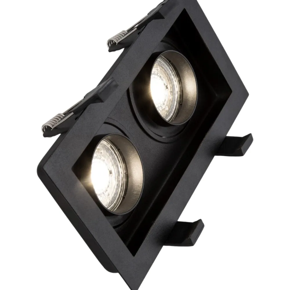 Faretti Da Incasso-Selezionato da Mazzolaluce Cestello faretto da incasso controsoffitto nero 2 luci orientabili
