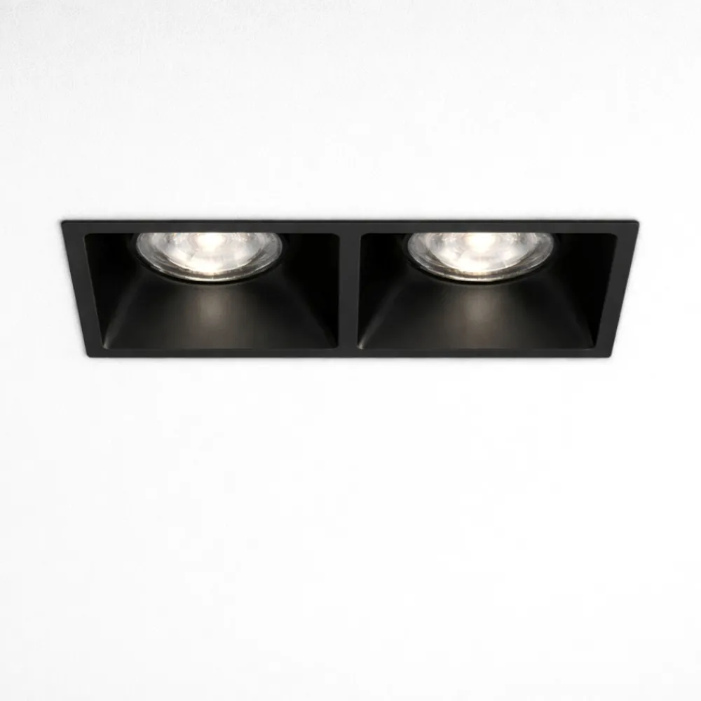 Faretti Da Incasso-Selezionato da Mazzolaluce Cestello faretto nero 2 luci da incasso a soffitto