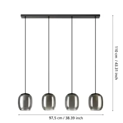 Lampadari Cucina-Eglo Ciampino lampadario da cucina moderna in vetro 4 luci