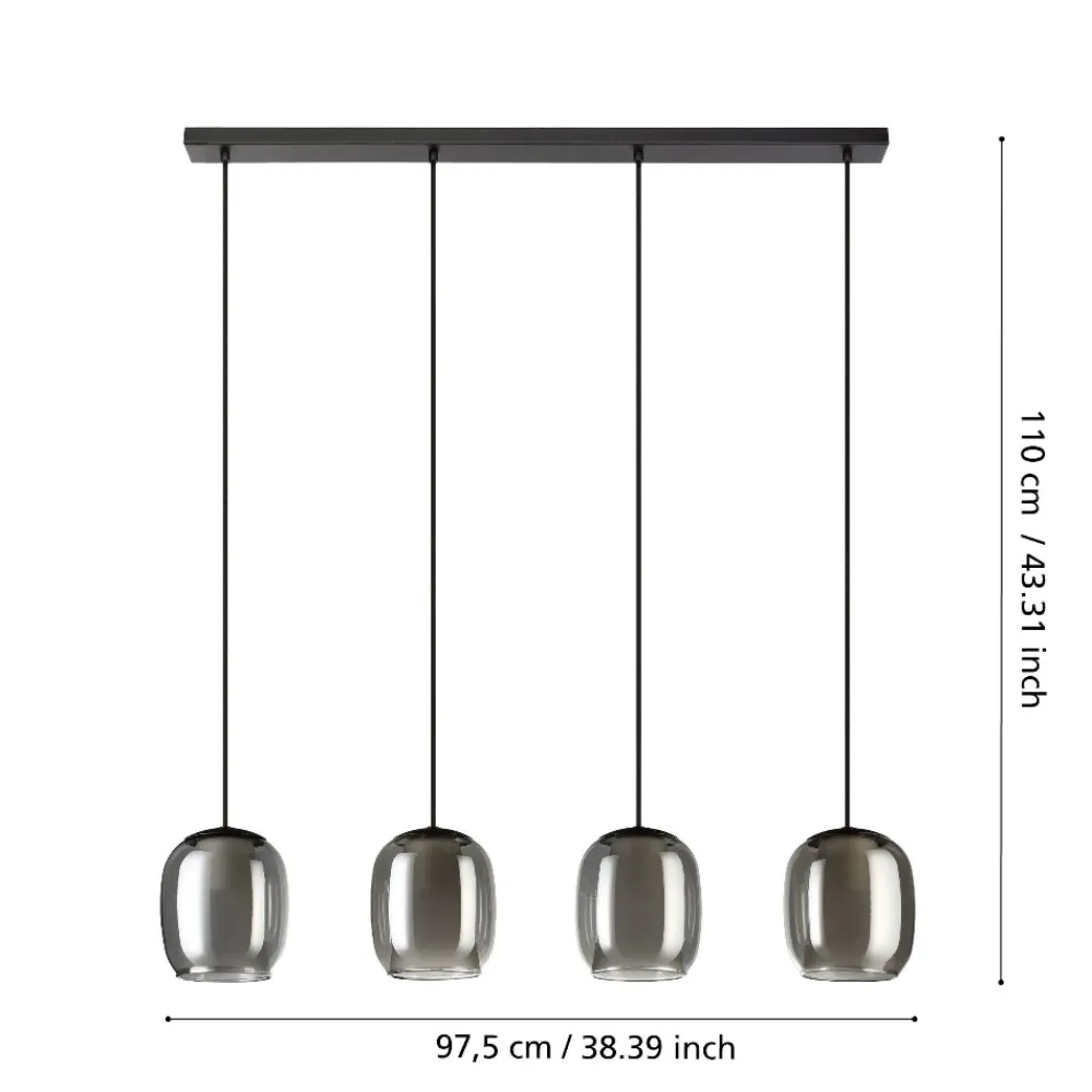 Lampadari Cucina-Eglo Ciampino lampadario da cucina moderna in vetro 4 luci