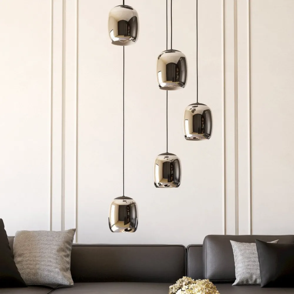 Lampadari Cucina-Eglo Ciampino lampadario per cucina con portalampada in vetro grigio