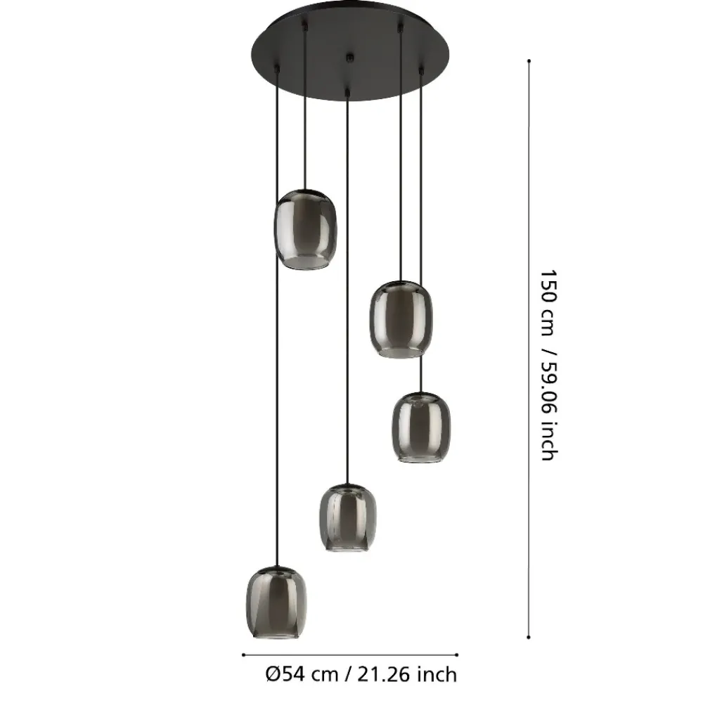 Lampadari Cucina-Eglo Ciampino lampadario per cucina con portalampada in vetro grigio