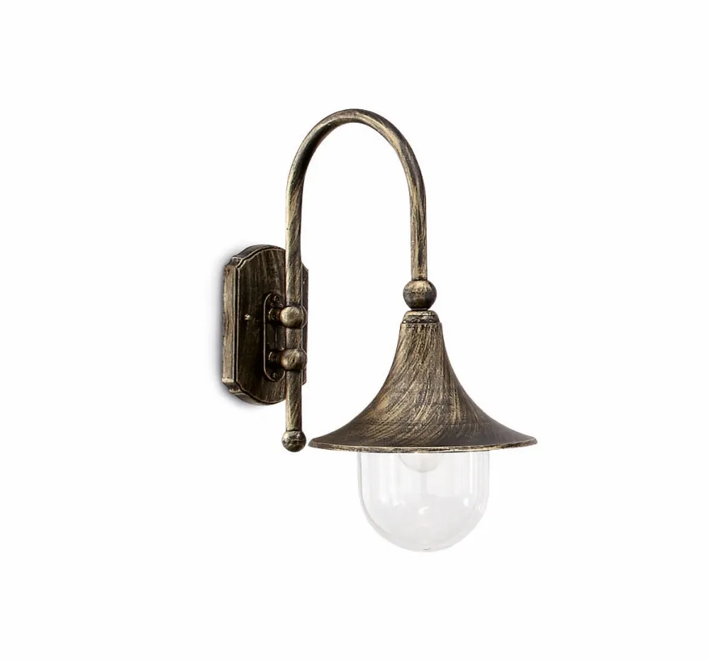 Applique Da Esterno-Ideal Lux Cima ap1 applique da esterno classiche lanterne nero e oro antico