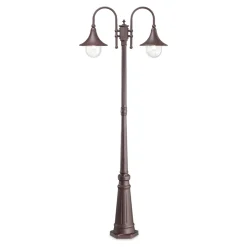 Lampioni Da Giardino-Ideal Lux Cima pt2 lampione alto per esterno giardino marrone ip43 due luci