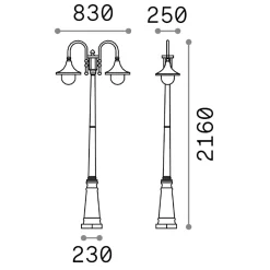 Lampioni Da Giardino-Ideal Lux Cima pt2 lampione alto per esterno giardino marrone ip43 due luci