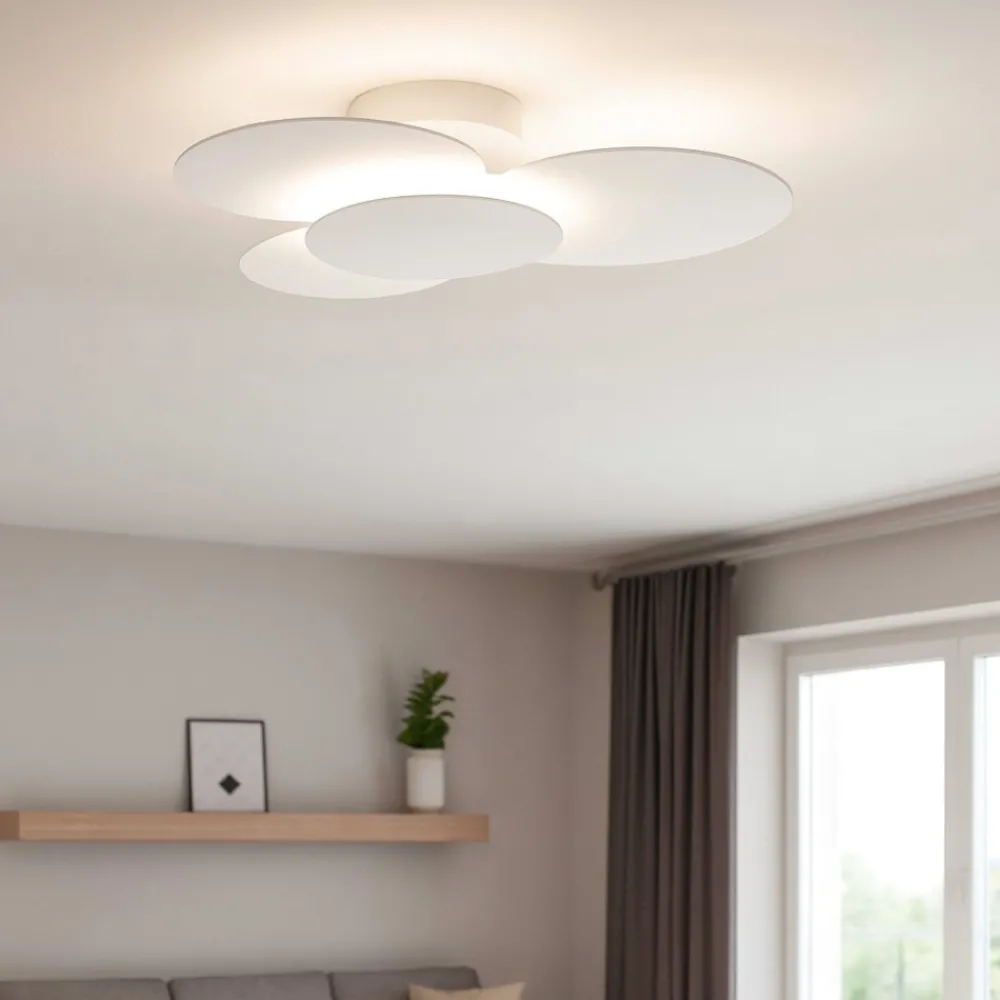 Plafoniere Moderne-Ideal Lux Cloud pl d52 plafoniera led led 33w 3000k nuvola bianco opaco