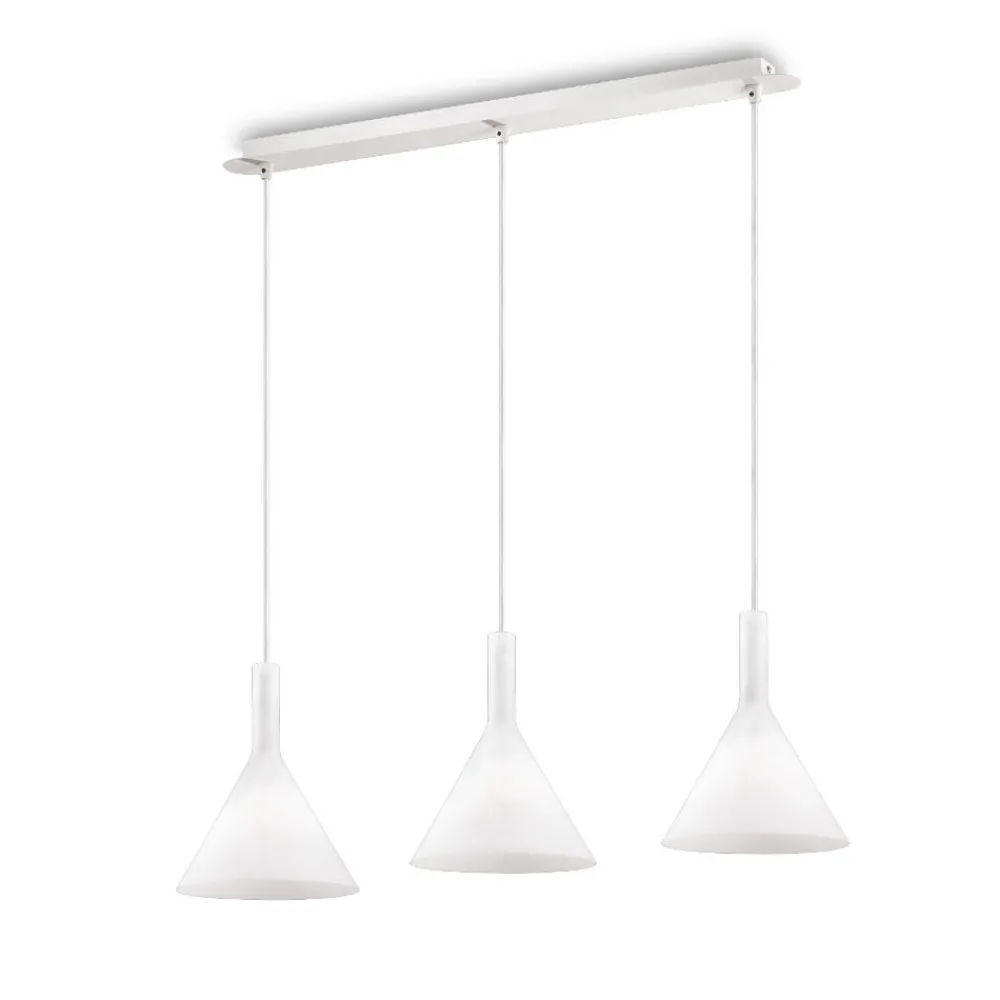 Lampadari Cucina-Ideal Lux Cocktail sp3 lampadario cucina tre luci vetri bianchi