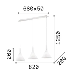Lampadari Cucina-Ideal Lux Cocktail sp3 lampadario cucina tre luci vetri bianchi