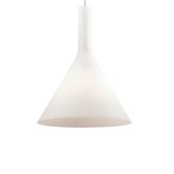 Lampade A Sospensione-Ideal Lux Cocktail sp1 small lampada a sospensione per isola vetro bianco forma cono