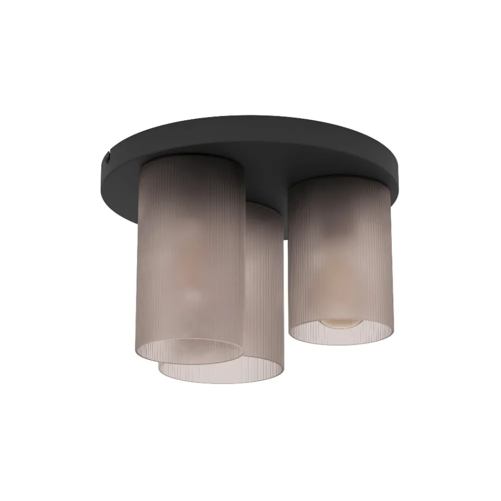Plafoniere Moderne-Eglo Colomera plafoniera moderna in vetro grigio opaco 3 luci