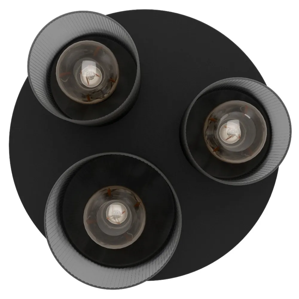 Plafoniere Moderne-Eglo Colomera plafoniera moderna in vetro grigio opaco 3 luci