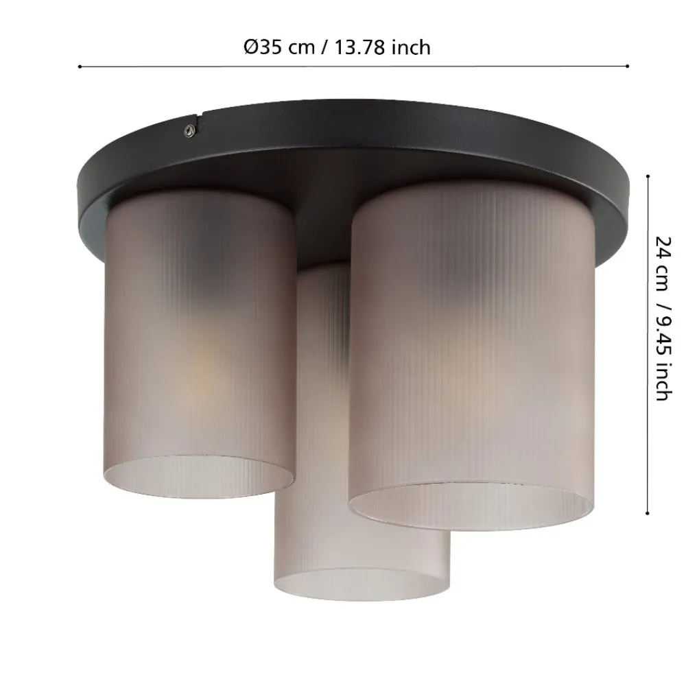 Plafoniere Moderne-Eglo Colomera plafoniera moderna in vetro grigio opaco 3 luci
