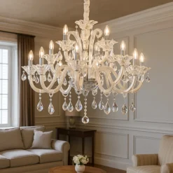 Lampadari Moderni-Ideal Lux Colossal sp15 lampadario di cristallo 15 luci goccia trasparente