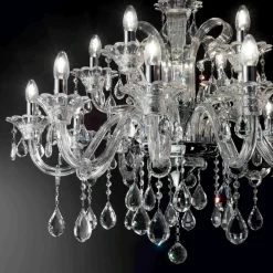 Lampadari Moderni-Ideal Lux Colossal sp15 lampadario di cristallo 15 luci goccia trasparente