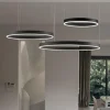 Lampadari Moderni-Selezionato da Mazzolaluce Composizione 3 lampadari anelli cerchi nero led 140w 2700k a 6000k