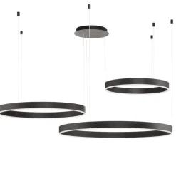 Lampadari Moderni-Selezionato da Mazzolaluce Composizione 3 lampadari anelli cerchi nero led 140w 2700k a 6000k