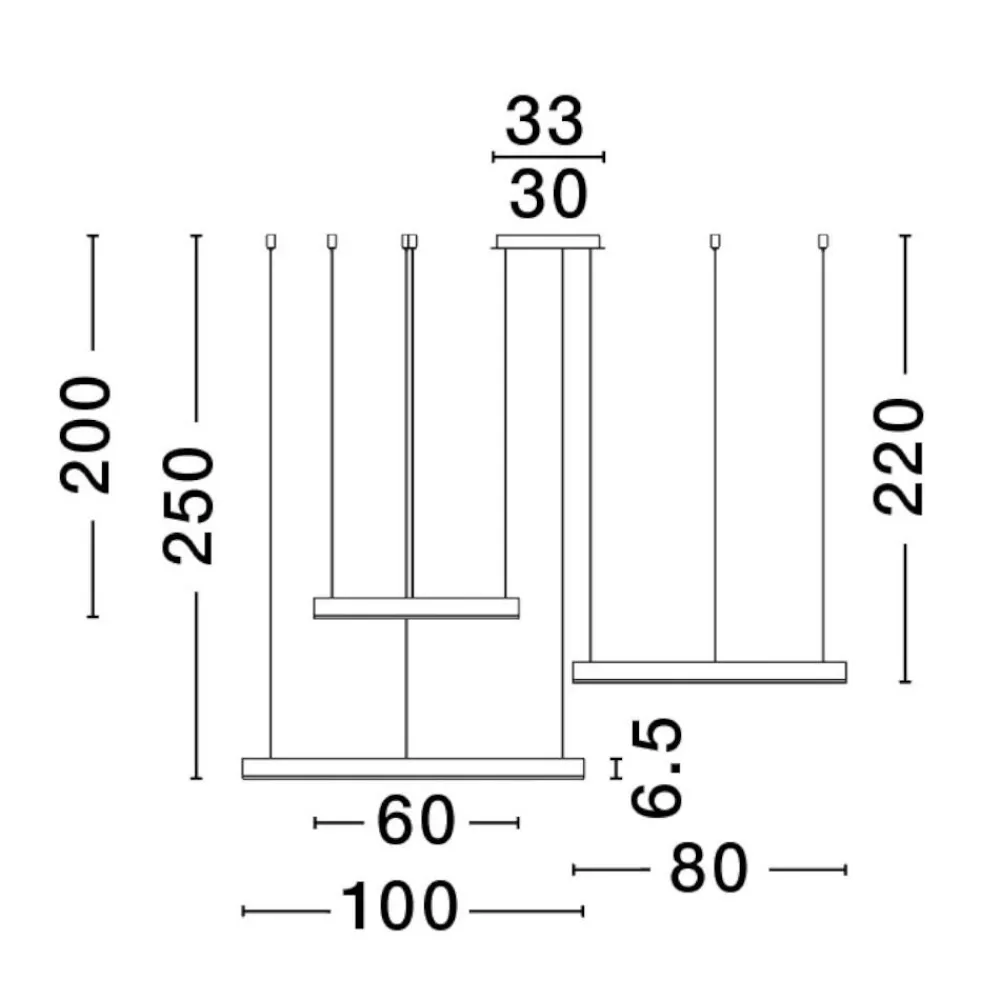 Lampadari Moderni-Selezionato da Mazzolaluce Composizione 3 lampadari anelli cerchi nero led 140w 2700k a 6000k