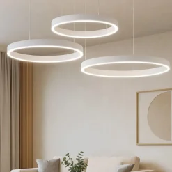 Lampadari Moderni-Selezionato da Mazzolaluce Composizione 3 lampade ad anelli bianco led 2700k a 6000k dimmerabile