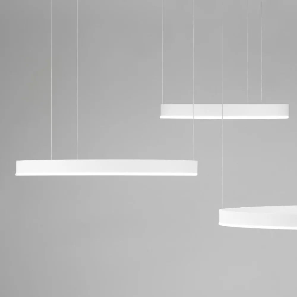 Lampadari Moderni-Selezionato da Mazzolaluce Composizione 3 lampade ad anelli bianco led 2700k a 6000k dimmerabile