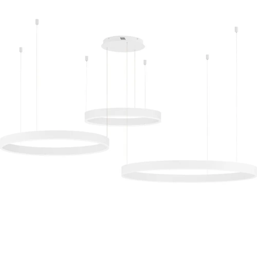 Lampadari Moderni-Selezionato da Mazzolaluce Composizione 3 lampade ad anelli bianco led 2700k a 6000k dimmerabile