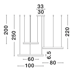 Lampadari Moderni-Selezionato da Mazzolaluce Composizione 3 lampade ad anelli bianco led 2700k a 6000k dimmerabile