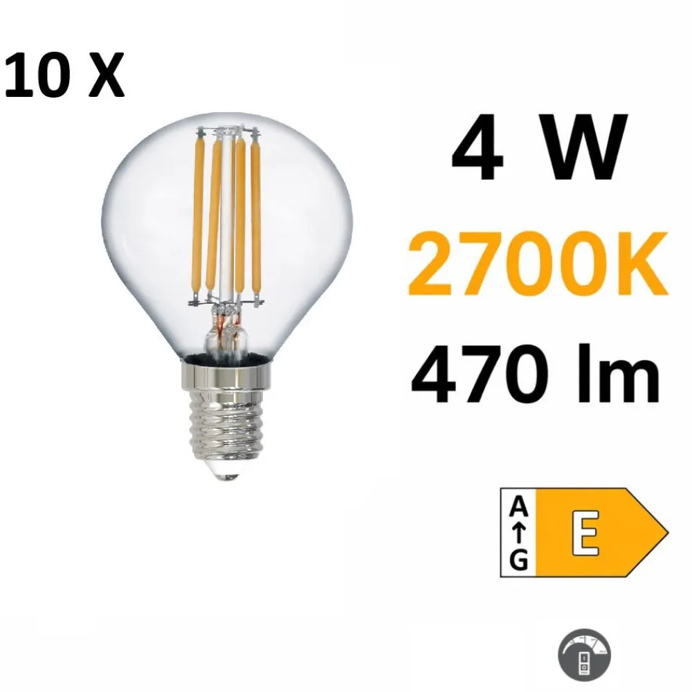Lampadine Led-Selezionato da Mazzolaluce Confezione 10 lampadine e27 dimmerabili led 4w 2700k 470 lumen