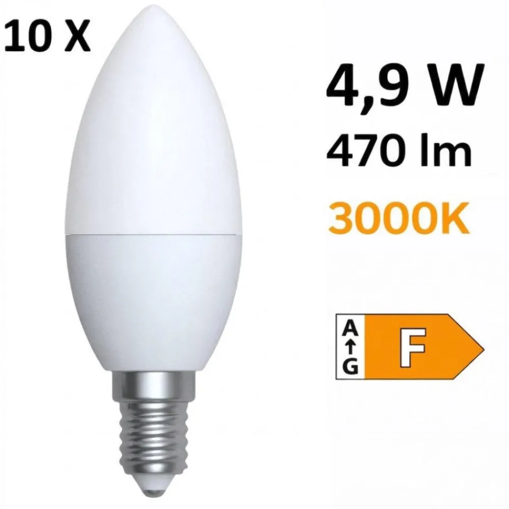 Lampadine Led-Selezionato da Mazzolaluce Confezione 10 lampadine e14 led 4,9w 3000k 470 lumen