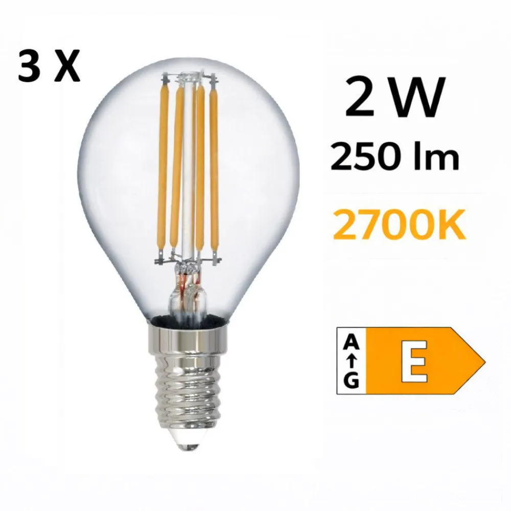 Lampadine Led-Selezionato da Mazzolaluce Confezione 3 lampadine e14 led 2w 2700k 250 lumen