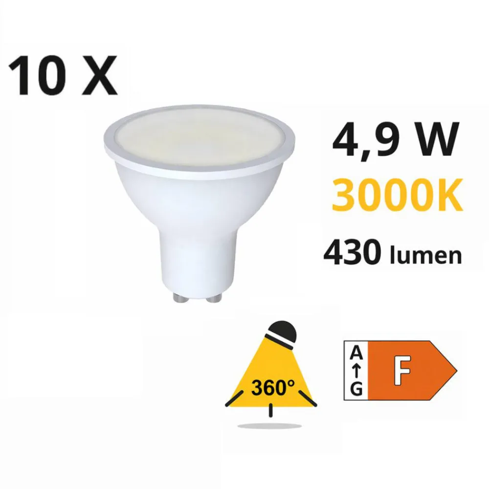 Lampadine Led-Selezionato da Mazzolaluce Confezione 10 lampadine gu10 led 4,9w 3000k ottica 360 430 lumen