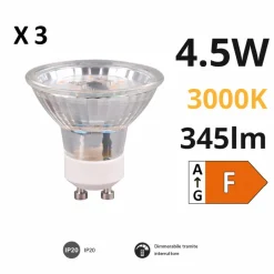 Lampadine Led-Selezionato da Mazzolaluce Confezione 3 lampadine gu10 led 4,5w 3000k 345 lumen dimmerabile