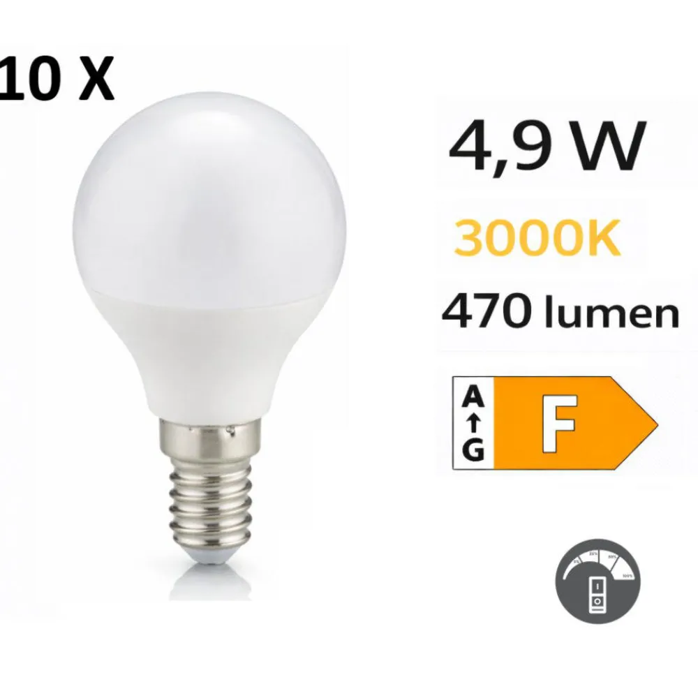 Lampadine Led-Selezionato da Mazzolaluce Confezione 10 lampadine led e14 4,9w 3000k 470 lumen dimmerabili