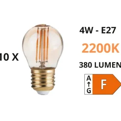 Lampadine Led-Ideal Lux Confezione n10 lampadine e27 led sfera 4w 2200k 380lm ambra