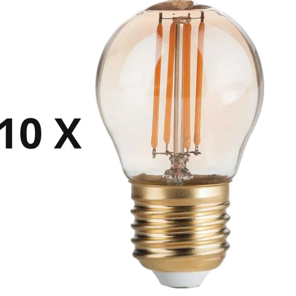 Lampadine Led-Ideal Lux Confezione n10 lampadine e27 led sfera 4w 2200k 380lm ambra