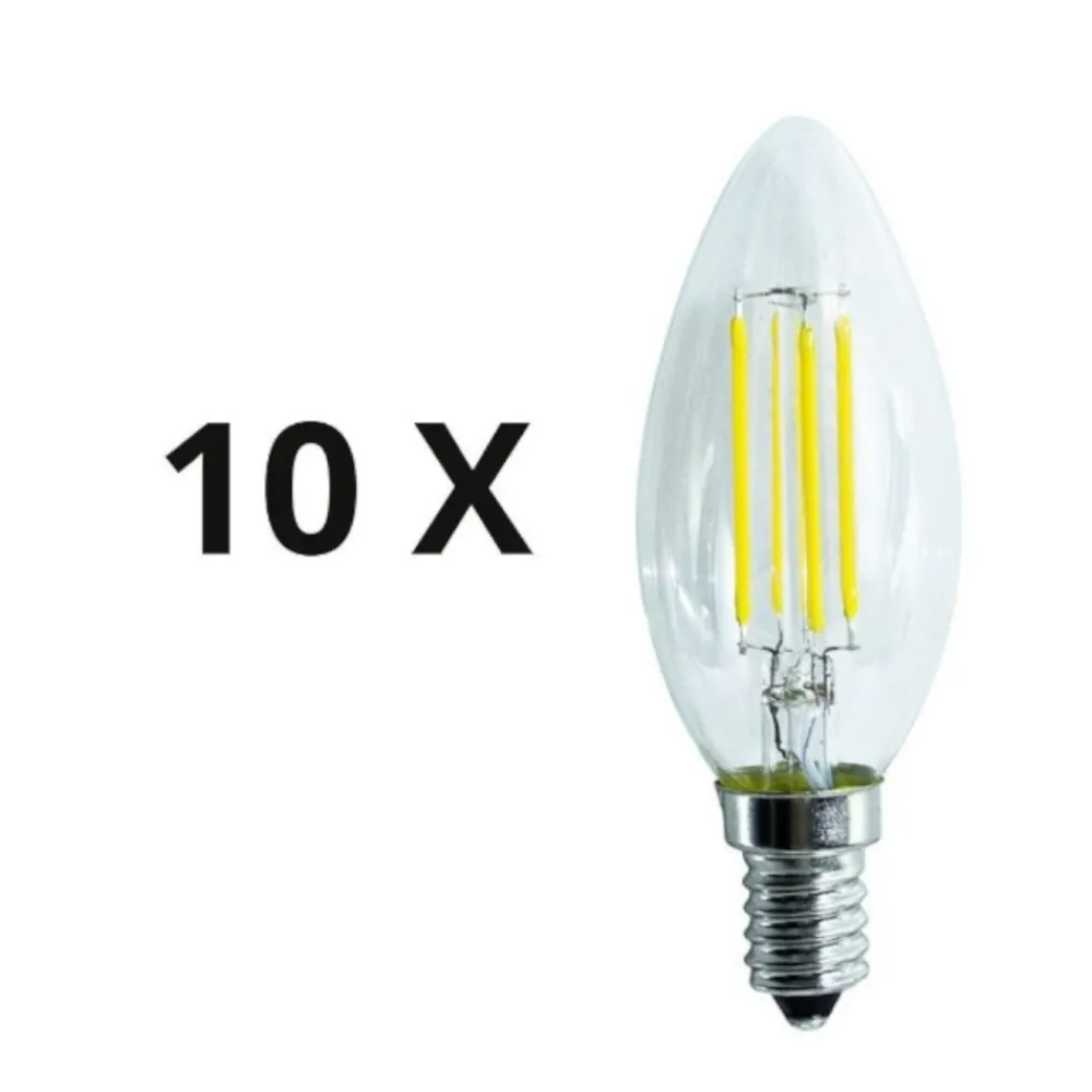 Lampadine Led-Ideal Lux Confezione n10 lampadine e14 led 4w 4000k 490lm oliva trasparente
